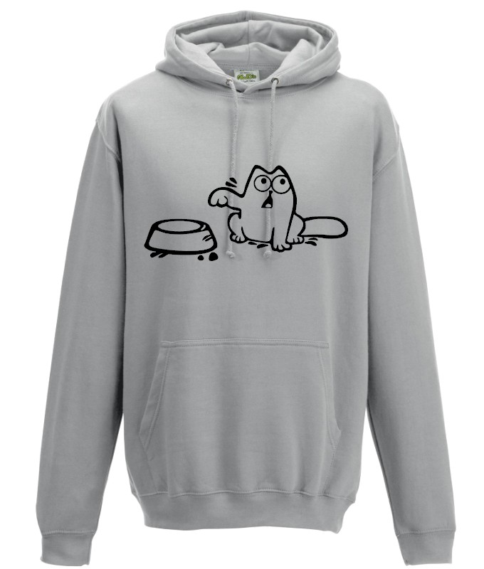 Hoodie Kat wil eten Heather_Grijs-Zwart