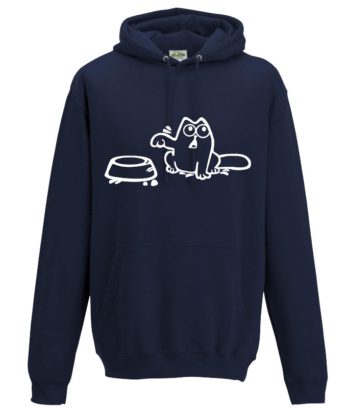 Hoodie Kat wil eten Navy-Wit