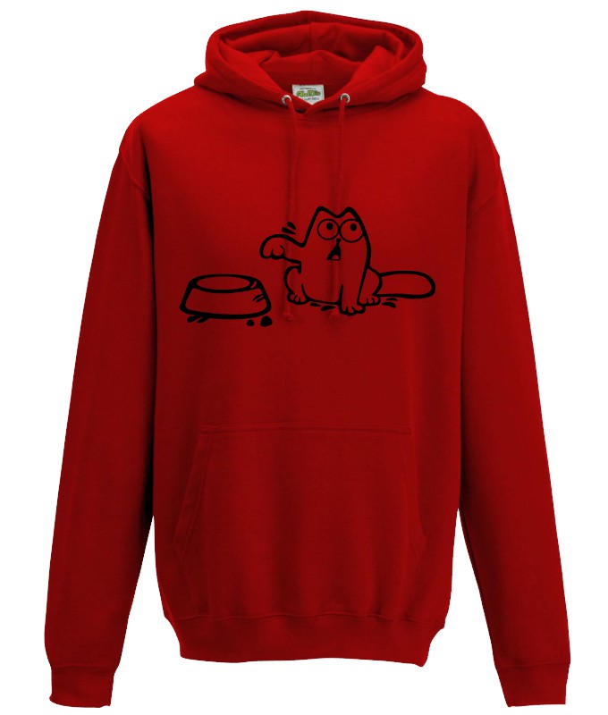 Hoodie Kat wil eten Rood-Zwart